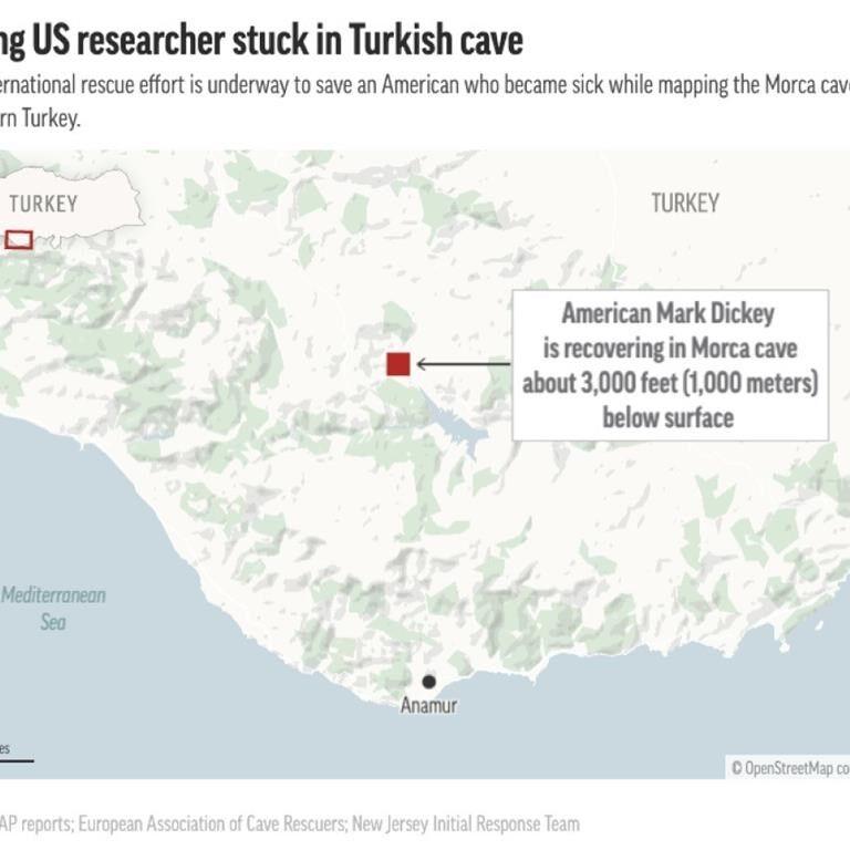 Rescuers may soon try to remove a sick American researcher from 3,000 feet down in a Turkish cave
